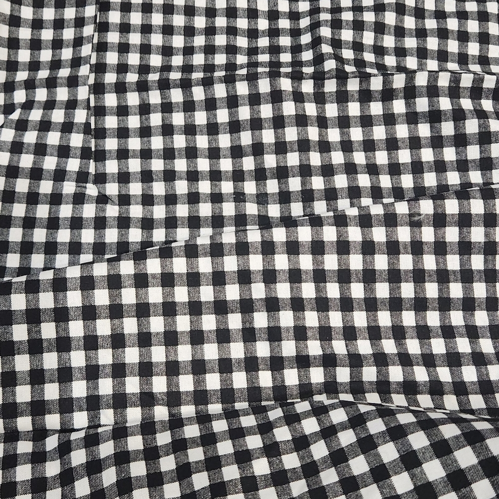 Black white picnic table plaid fabric